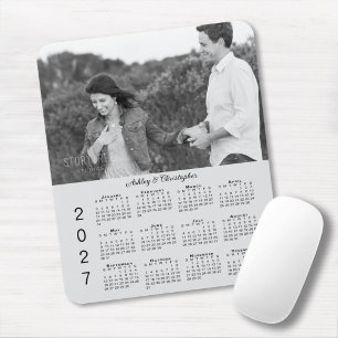 Tapis De Souris Votre calendrier personnalisé gris 2027 avec noms 