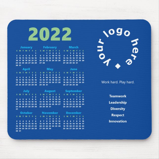 Tapis De Souris Votre entreprise Logo & Marque Couleurs 2022 Calen (Devant)
