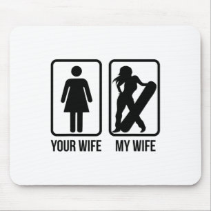 Tapis De Souris Votre Femme Ma Femme Snowboardeur - Femme Boarder 