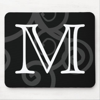 Tapis De Souris Votre lettre. Monogramme noir/blanc fait sur