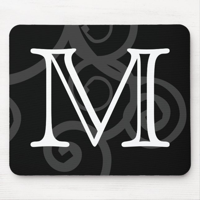 Tapis De Souris Votre lettre. Monogramme noir/blanc fait sur (Devant)