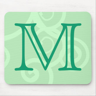 Tapis De Souris Votre lettre. Monogramme vert fait sur commande de