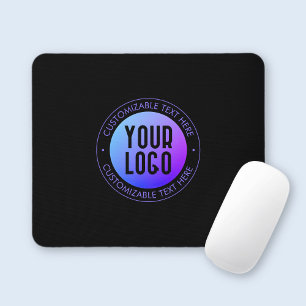 Tapis De Souris Votre logo et dégradé ombré bleu et violet moderne