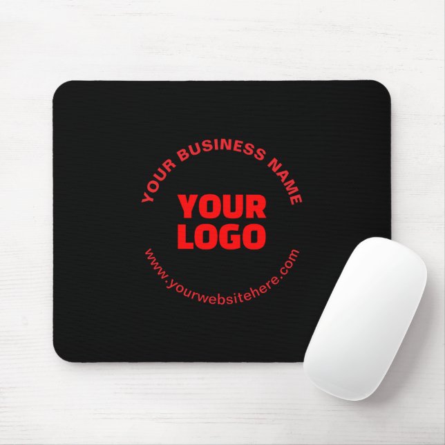 Tapis De Souris Votre logo et texte circulaire modifiable, rouge o (Avec souris)