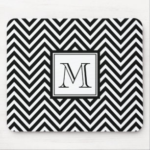 TAPIS DE SOURIS VOTRE MONOGRAMME, CHEVRON NOIR