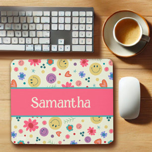 Tapis De Souris Votre nom Coeur rose coloré Sourit Inspiritisme