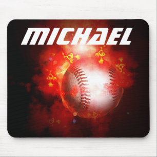 Tapis De Souris Votre nom Custom Flaming Baseball Artwork
