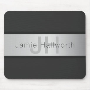 Tapis De Souris Votre nom et monogramme Gris et aspect argent fa