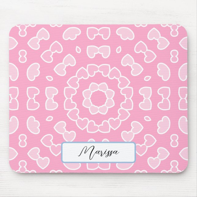 Tapis De Souris Votre nom - Motif Coeurs roses (Devant)