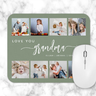 Tapis De Souris Vous aime grand-mère 8 Collage de photos Vert saug