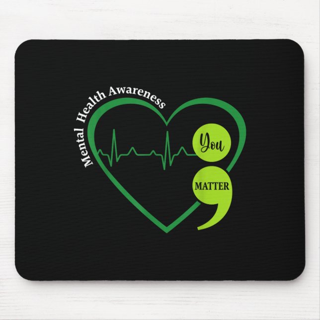 Tapis De Souris Vous Cœur Vert Point-virgule Sensibilisation à la  (Devant)