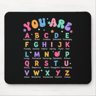 Tapis De Souris Vous êtes des lettres Alphabet Apprendre Abcs Insp