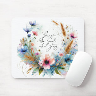 Tapis De Souris Vous êtes le Dieu qui reste, aquarelle florale