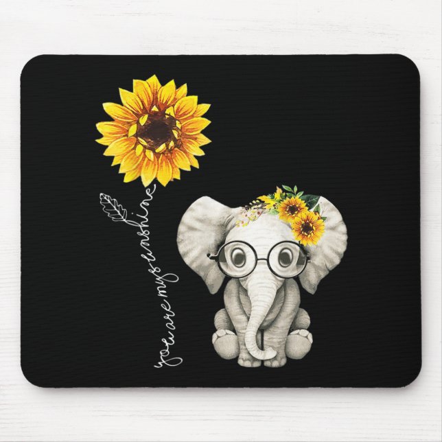Tapis De Souris Vous Êtes Mon Sunshine Hippie Sunflower Elephant (Devant)