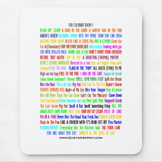 TAPIS DE SOURIS VOUS IDIOME CULINAIRE MOUSEPAD (Devant)