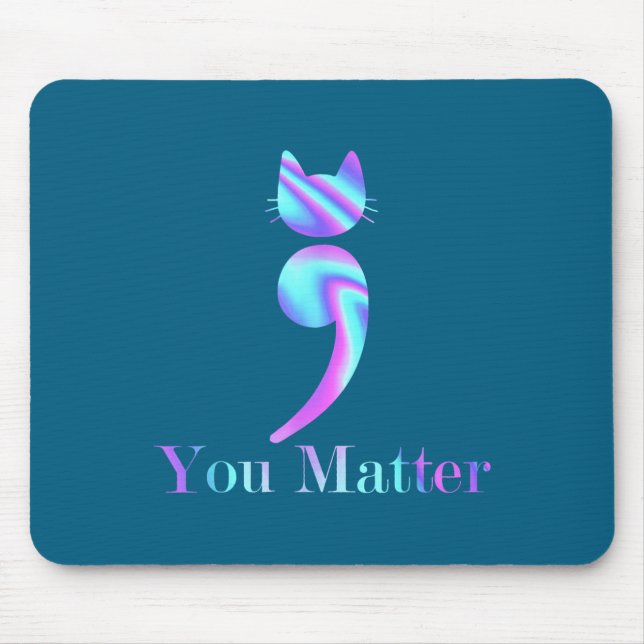Tapis De Souris Vous point-virgule Chat Suicide Sensibilisation à  (Devant)