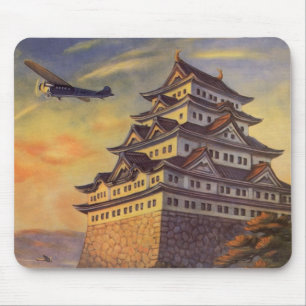 Tapis De Souris Voyage au Japon Vintage, Pagode Japonaise Avion