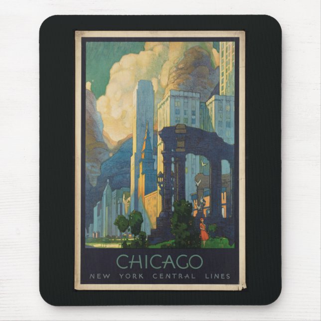 Tapis De Souris Voyage de Chicago Vintage (Devant)