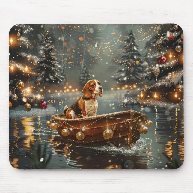 Tapis De Souris Voyage de Noël de la Beagle (Devant)
