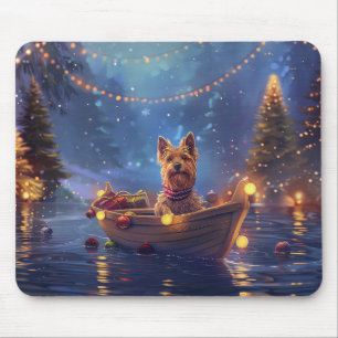 Tapis De Souris Voyage de Noël de Terrier australien
