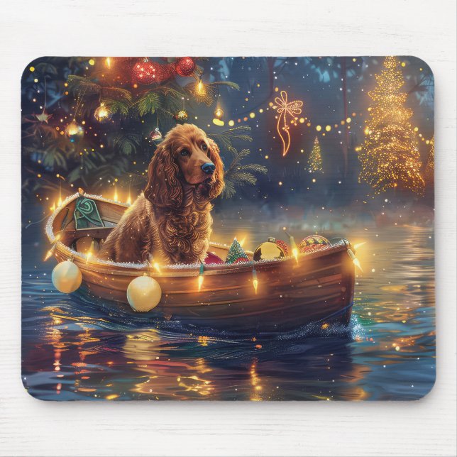 Tapis De Souris Voyage de Noël du Cocker Spaniel (Devant)