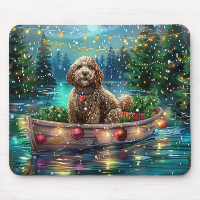 Tapis De Souris Voyage de Noël Festif du Cockapoo (Devant)
