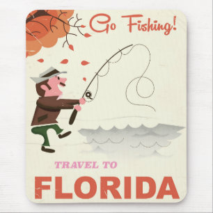 Tapis De Souris Voyage en Floride impression de pêche vintage