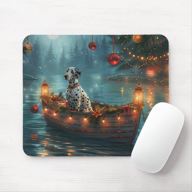 Tapis De Souris Voyage festif de Noël dalmate (Avec souris)