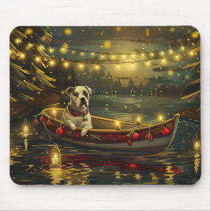 Tapis De Souris Voyage festif de Noël de l'American Staffordshire