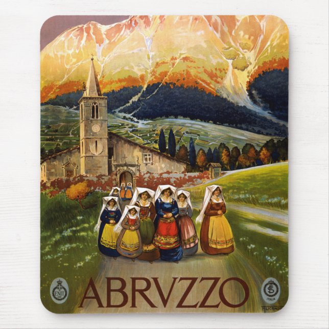Tapis De Souris Voyage vintage de l'Abruzzo Italie (Devant)