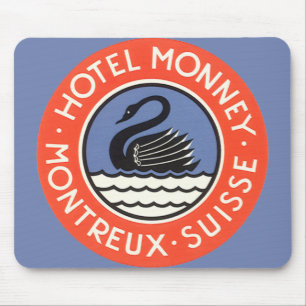 Tapis De Souris Voyage Vintage, Hôtel Monney Swan Bird Suisse