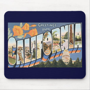 Tapis De Souris Voyage Vintage, Salutations des Pavots de Californ