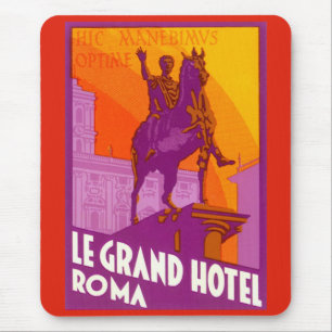 Tapis De Souris Voyage Vintage, Statue Le Grand Hotel Roma, Italie