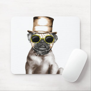 Tapis De Souris Vraiment Mignonne Carlin À Vapeur Avec Lunettes