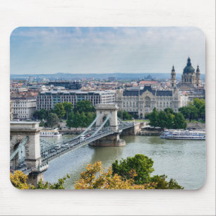 Tapis De Souris Vue aérienne du Pont des Chaînes à Budapest, Hongr