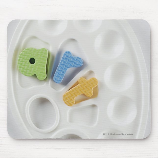 Tapis De Souris Vue courbe des alphabets sur une palette (Devant)