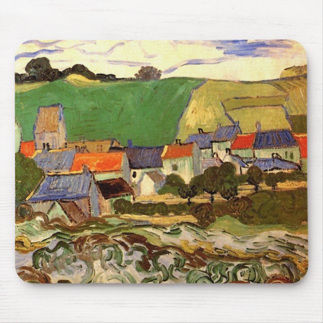 Tapis De Souris Vue d'Auvers par Vincent van Gogh (Devant)
