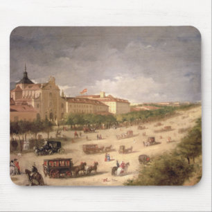 Tapis De Souris Vue de Calle de Alcala, Madrid (huile sur la toile
