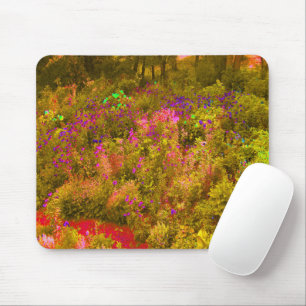 Tapis De Souris Vue de fleurs de jardin panoramique doré cool