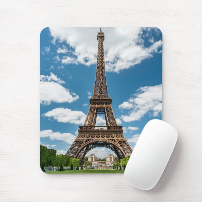 Tapis De Souris Vue de la Tour Eiffel depuis le parc public Champ  (Avec souris)