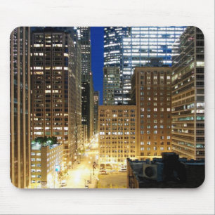 Tapis De Souris Vue de nuit du paysage urbain de Chicago
