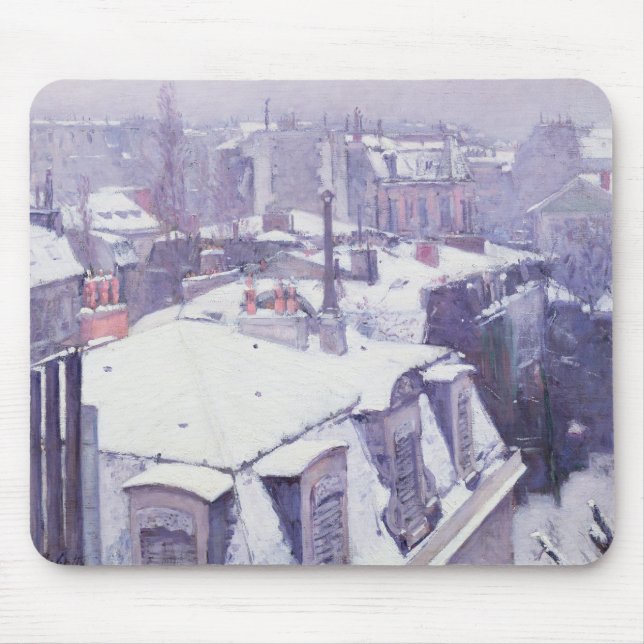 Tapis De Souris Vue des toits ou des toits sous la neige, 1878 (Devant)