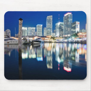 Tapis De Souris Vue d'horizon avec la réflexion dans l'eau, Miami