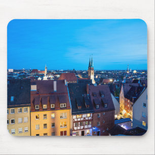 Tapis De Souris Vue sur la vieille ville de Nuremberg la nuit