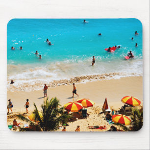 Tapis De Souris Vue surélevée de la scène de Waikiki Beach, Honolu