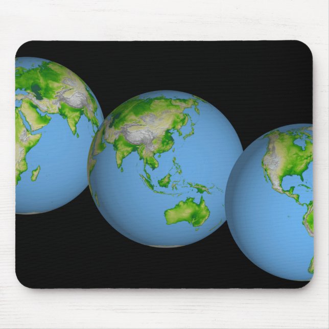 Tapis De Souris Vue topographique du monde (Devant)