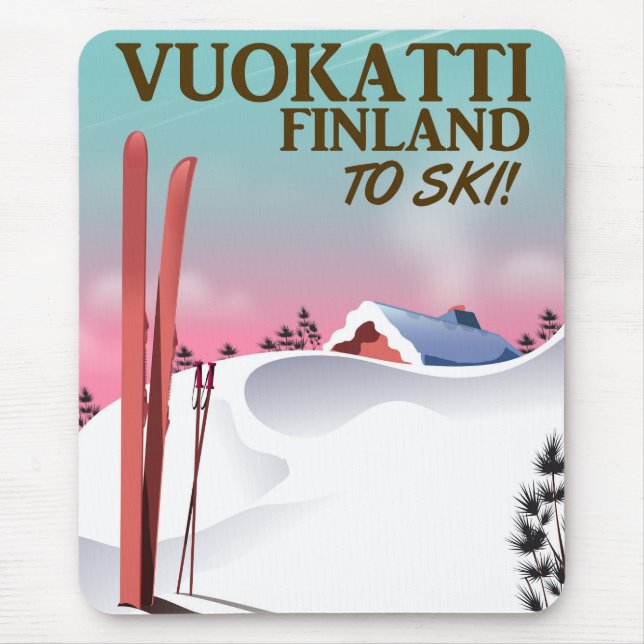 Tapis De Souris Vuokatti Finlande affiche ski (Devant)