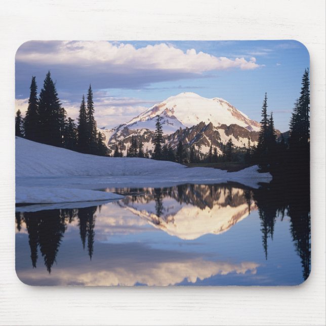 Tapis De Souris WA, Mt Rainier NP, Mt Rainier et nuages (Devant)