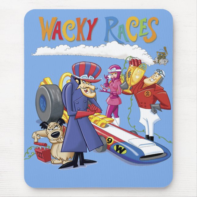 Tapis De Souris Wacky Races 60s 70s 90s 80s Cartoon Scifi Retro (Devant)