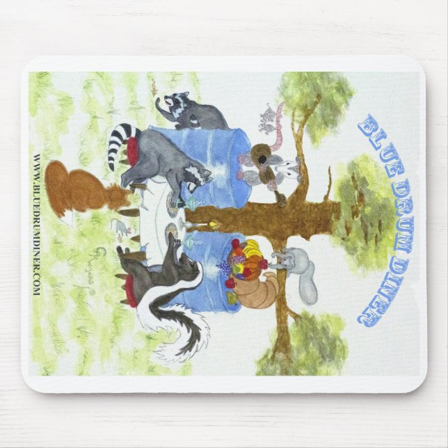 Tapis De Souris Wagon-restaurant bleu Mousepad de tambour (Devant)